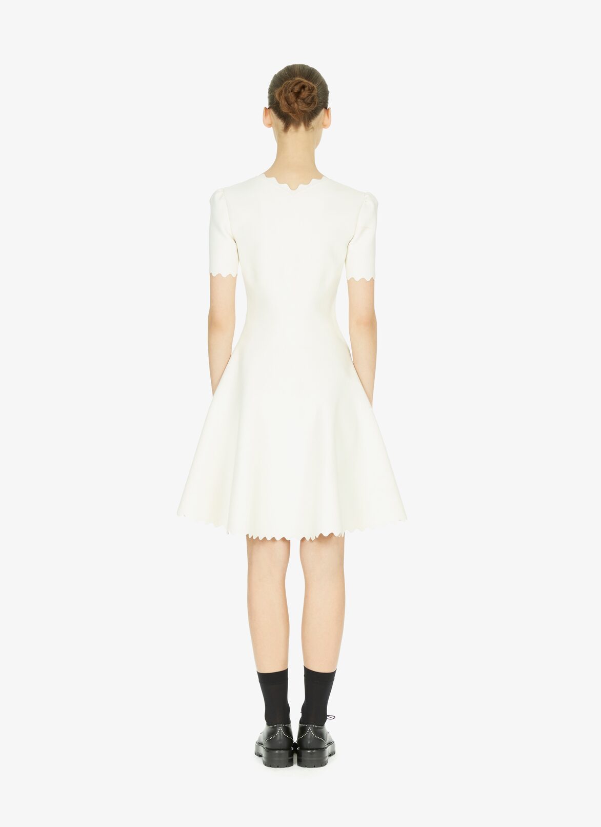 Wool-blend jersey skating-style dress ALAÏA PEARL WHITE WOOL-BLEND JERSEY SKATING-STYLE DRESS